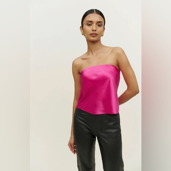 Reformation Tops - Reformation Spritz Strapless Silk Top In Pink